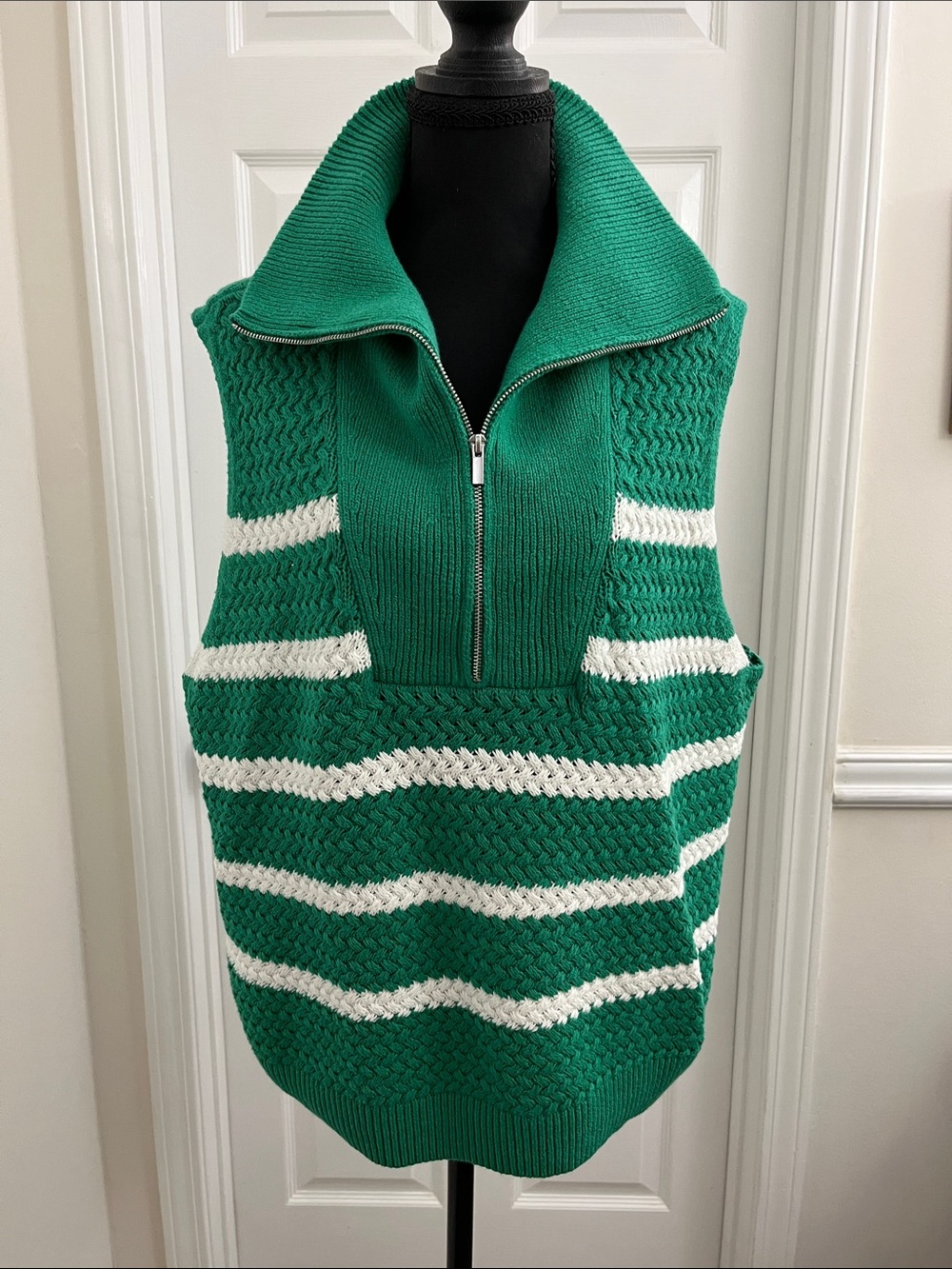 Sonoma Bright Green Knit Vest with White Label